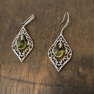 Citrine stone drop earrings set in silver